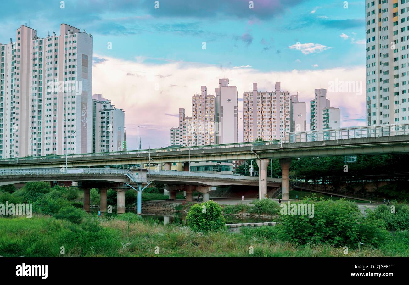 Blick auf die Stadt Anyang, Gyeonggi-do, Korea Stockfoto