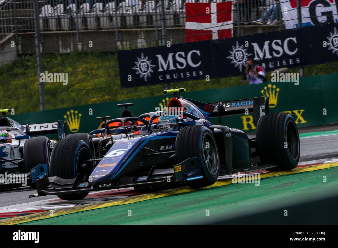 06 SARGEANT Logan (usa), Carlin, Dallara F2, Aktion während des 8.. Rennens der FIA Formel 2 Meisterschaft 2022, auf dem Red Bull Ring, vom 8. Bis 10. Juli 2022 in Spielberg, Österreich - Foto: Sebastian Rozendaal/DPPI/LiveMedia Stockfoto