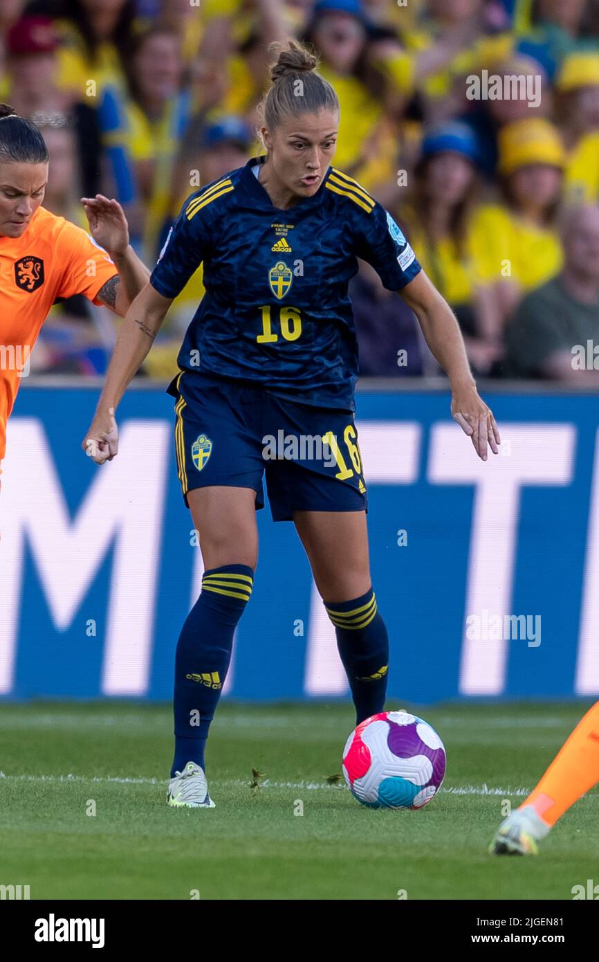 Filippa Angeldal (Schwedische Frauen) während des UEFA Women s Euro England 2022-Spiels zwischen den Niederlanden 0-0 Schweden im Bramall Lane Stadium am 9. Juli 2022 in Sheffield, England. Quelle: Maurizio Borsari/AFLO/Alamy Live News Stockfoto