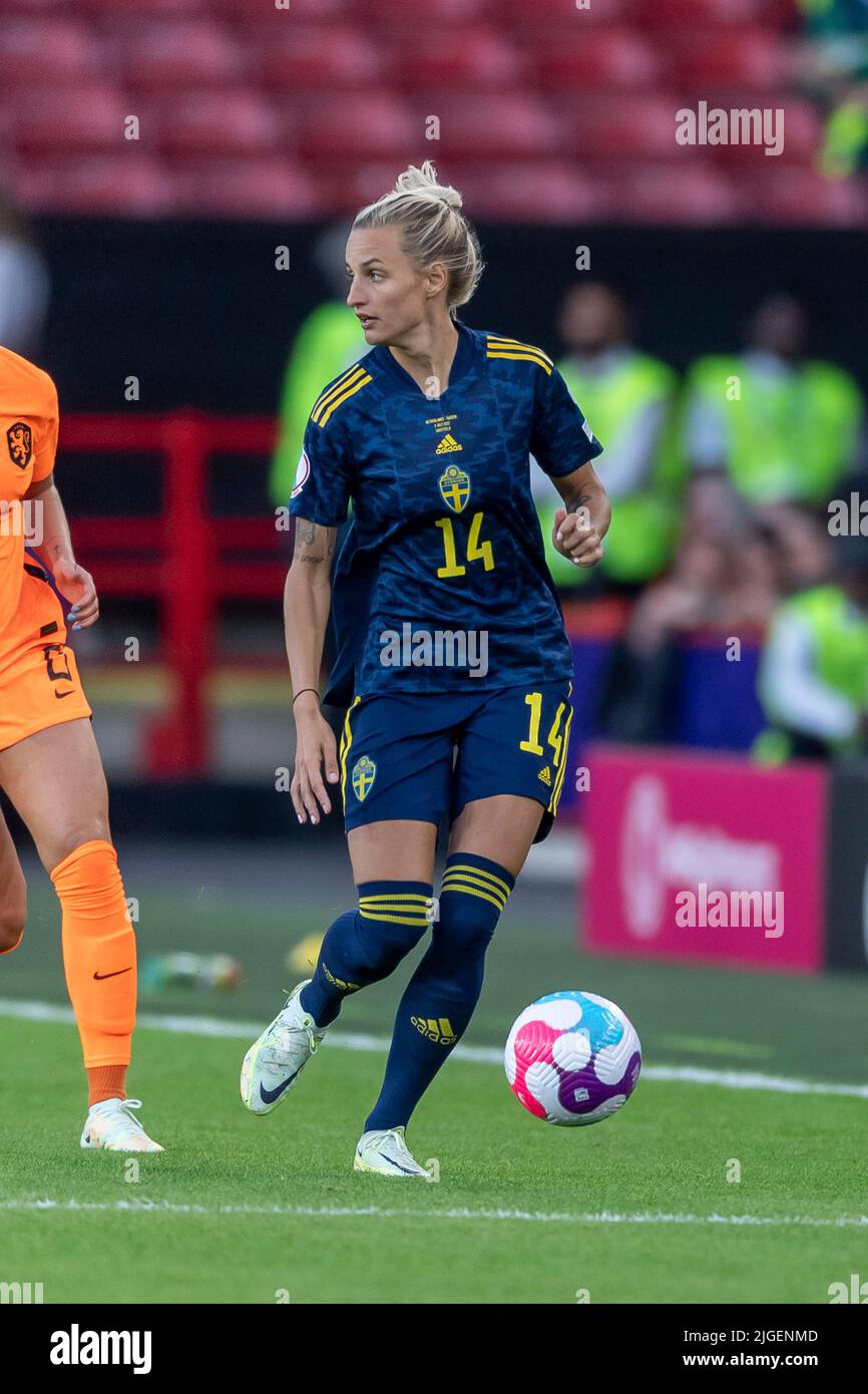 Nathalie Bjorn (Schwedische Frauen) während des UEFA Women s Euro England 2022-Spiels zwischen den Niederlanden 0-0 Schweden im Bramall Lane Stadium am 9. Juli 2022 in Sheffield, England. Quelle: Maurizio Borsari/AFLO/Alamy Live News Stockfoto