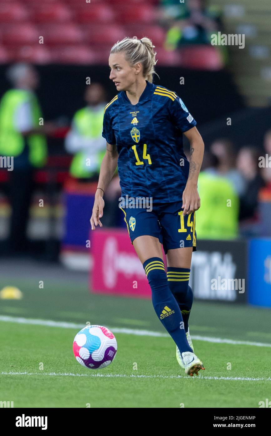 Nathalie Bjorn (Schwedische Frauen) während des UEFA Women s Euro England 2022-Spiels zwischen den Niederlanden 0-0 Schweden im Bramall Lane Stadium am 9. Juli 2022 in Sheffield, England. Quelle: Maurizio Borsari/AFLO/Alamy Live News Stockfoto