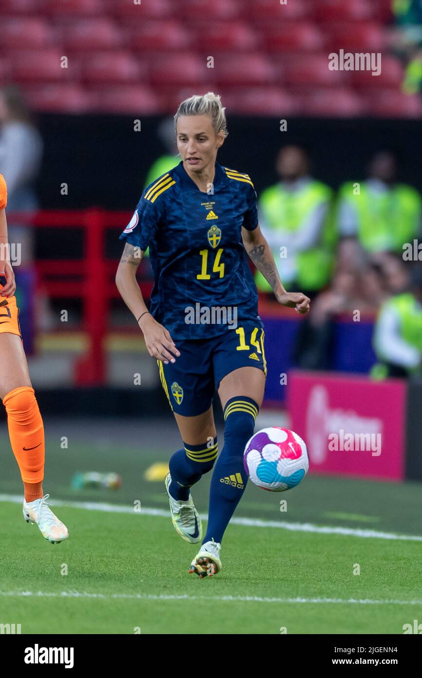 Nathalie Bjorn (Schwedische Frauen) während des UEFA Women s Euro England 2022-Spiels zwischen den Niederlanden 0-0 Schweden im Bramall Lane Stadium am 9. Juli 2022 in Sheffield, England. Quelle: Maurizio Borsari/AFLO/Alamy Live News Stockfoto