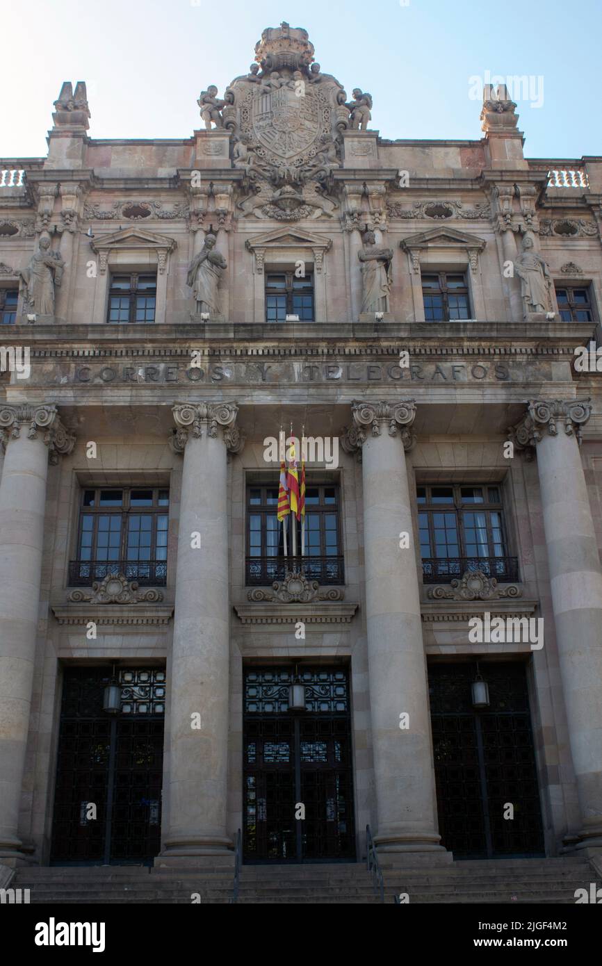 Correos y Telegrafos, das zentrale Postgebäude in Barcelona, Katalonien, Spanien Stockfoto