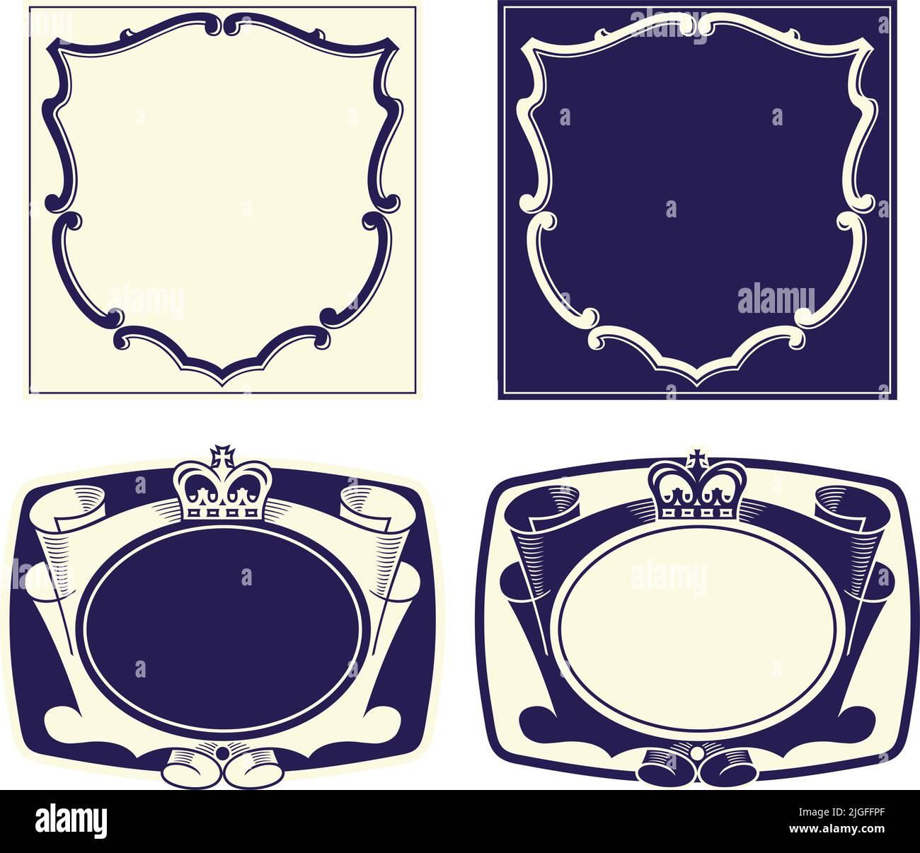 Eine Reihe von Vektor-dekorativen leeren ornamentalen Logo Rahmen Abzeichen und Etiketten. Stock Vektor