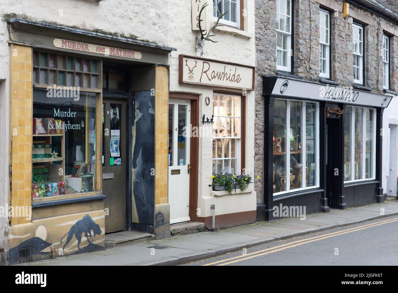 Mord und Mayhem Buchladen in Hay-on-Wye, der ersten Buchstadt der Welt Stockfoto