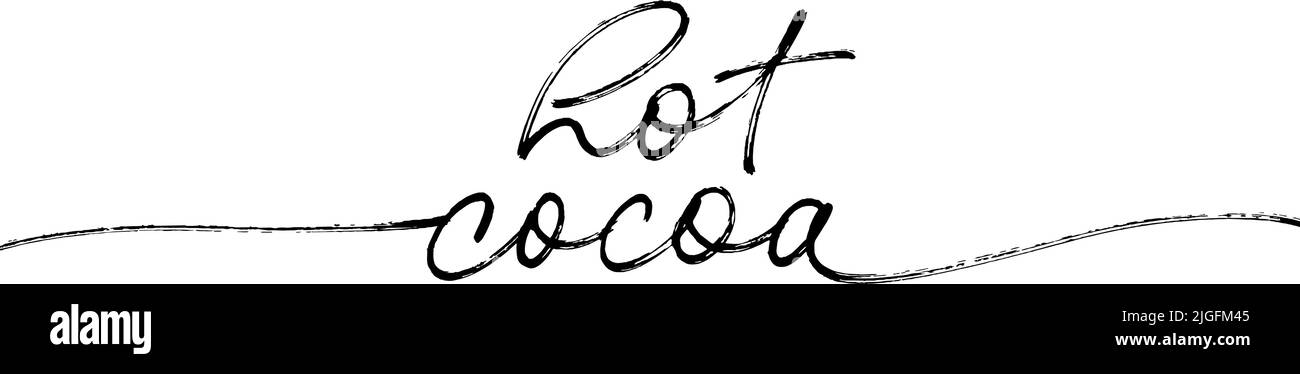 Hot Cocoa Hand Lettering Phrase isoliert auf weiß. Stock Vektor