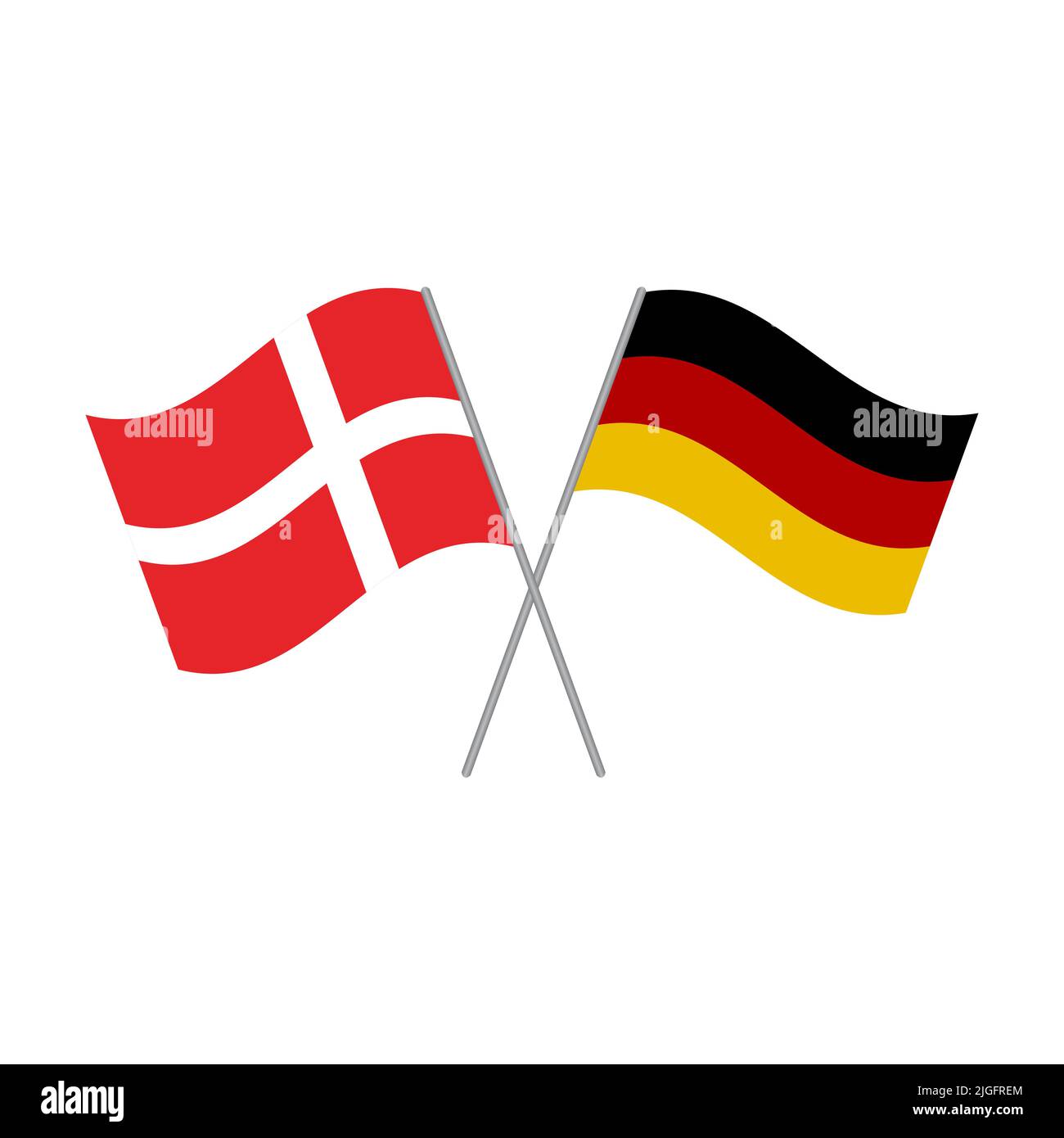 Deutscher und dänischer Flaggenvektor isoliert auf weißem Hintergrund Stock Vektor
