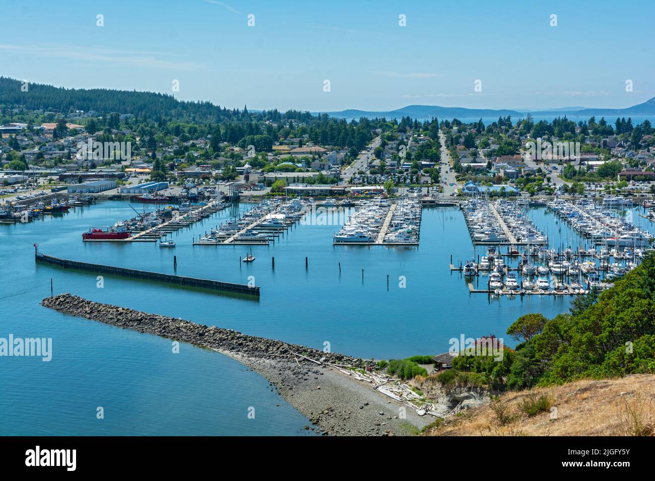 Washington, Anacortes, Yachthafen, Innenstadt Stockfoto