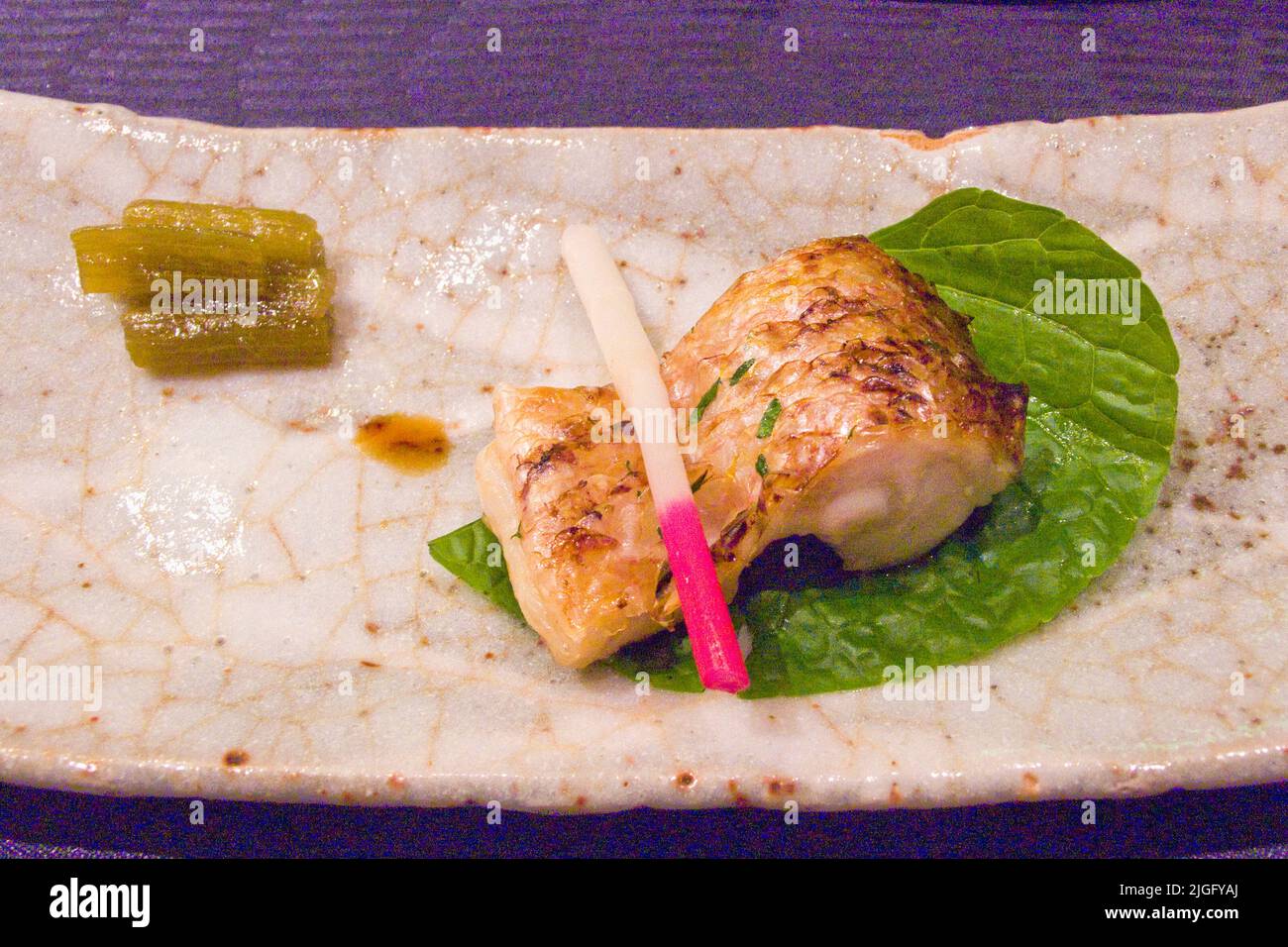 Fish Course Kaiseki dinner restaurant Japan.tif Stockfoto