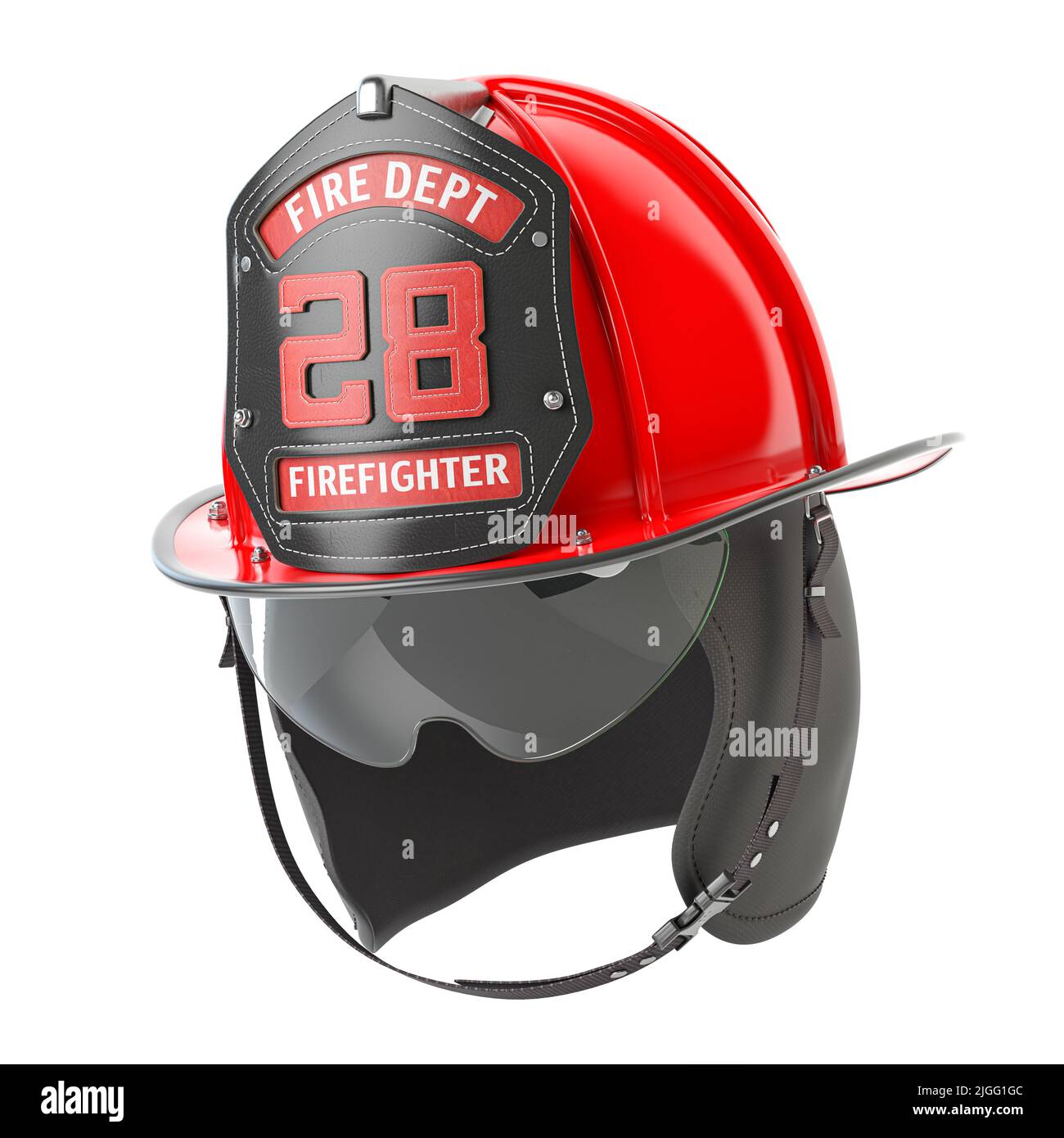 Feuerwehrmann-Helm isoliert auf Weiß. 3D Abbildung Stockfoto