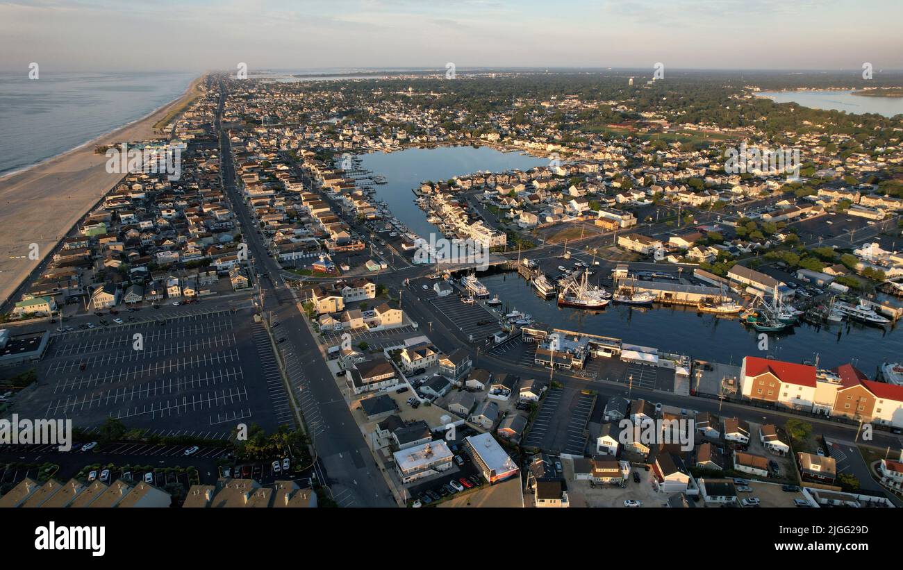 Luftaufnahme von Point Pleasant, NJ am Morgen Stockfoto