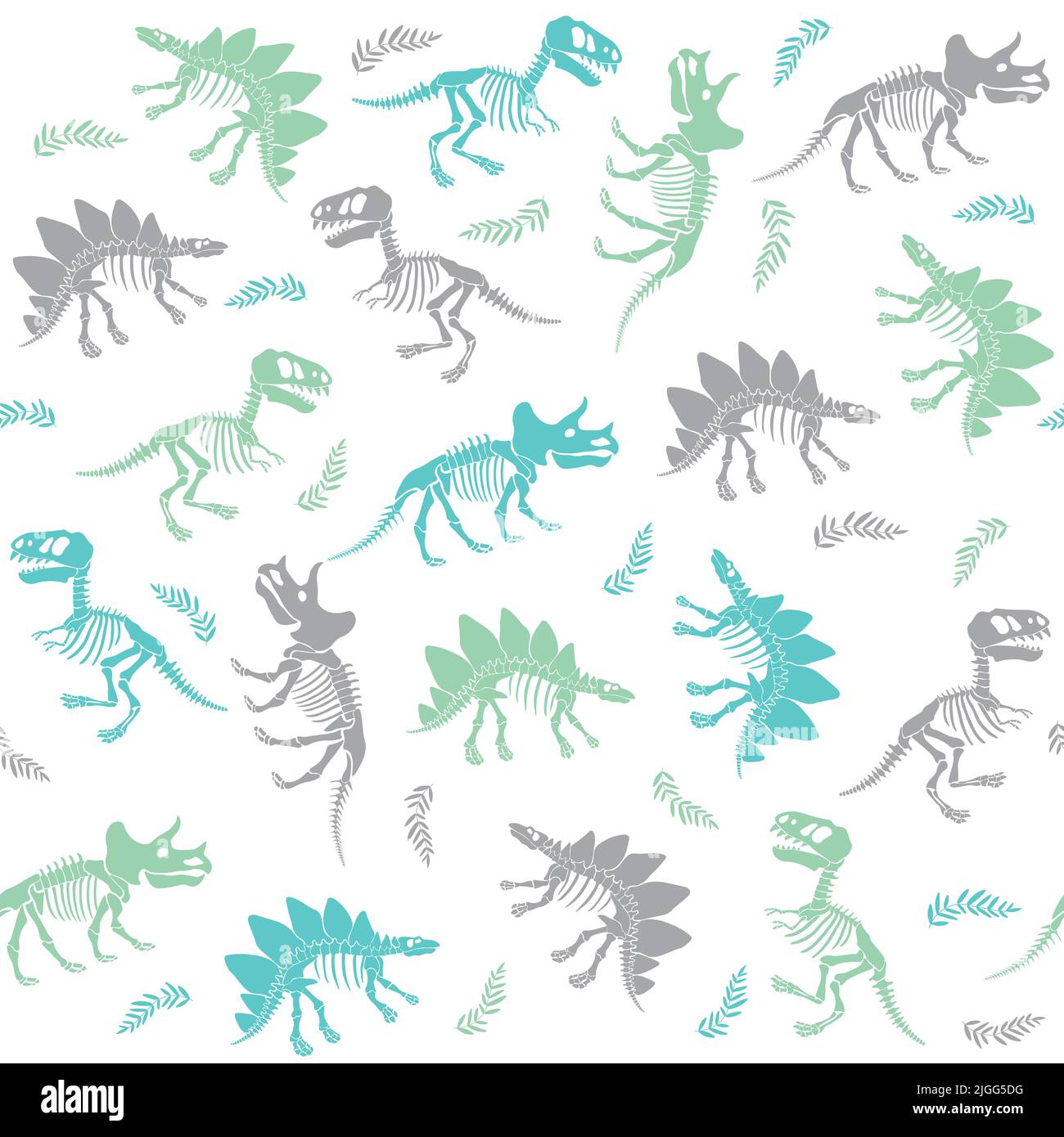 Nahtloses Vektor-Muster mit Dinosaurier-Skelett. Stock Vektor