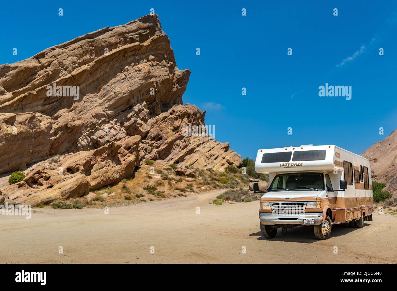 RV an den malerischen Vasquez Rocks Stockfoto