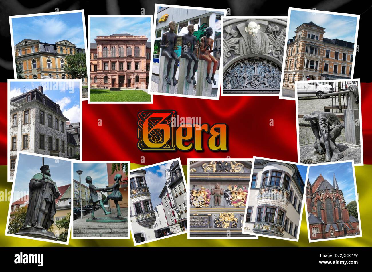 Gera ist eine Stadt in Thüringen, Deutschland. Sie ist nach der Hauptstadt Erfurt und Jena die drittgrößte Stadt des Landes. Stockfoto