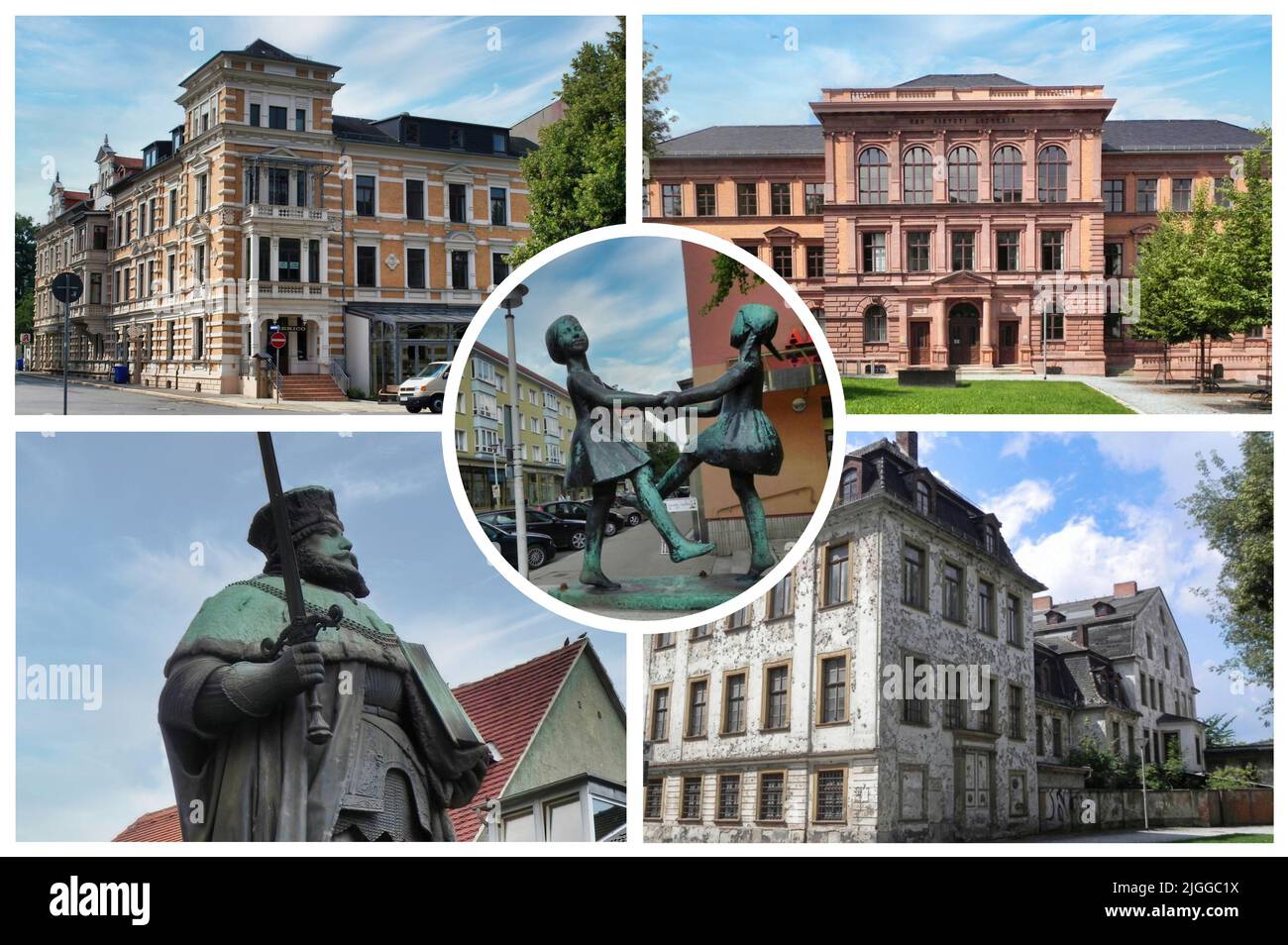 Gera ist eine Stadt in Thüringen, Deutschland. Sie ist nach der Hauptstadt Erfurt und Jena die drittgrößte Stadt des Landes. Stockfoto