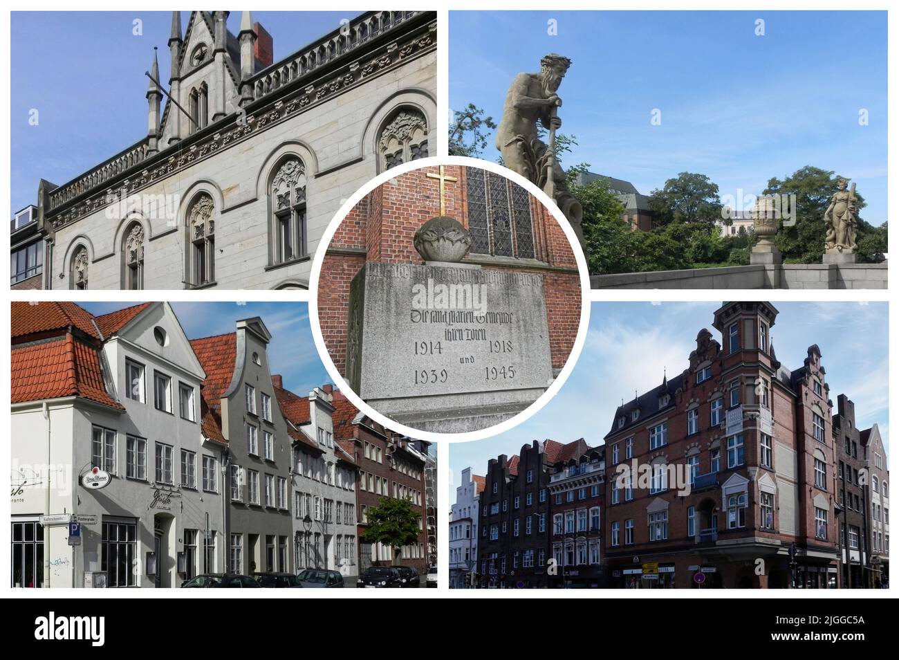 Lübeck ist eine deutsche Stadt mit baltisch-gotischer Architektur, die aus der Zeit der mittelalterlichen Hauptstadt der Hanse stammt Stockfoto