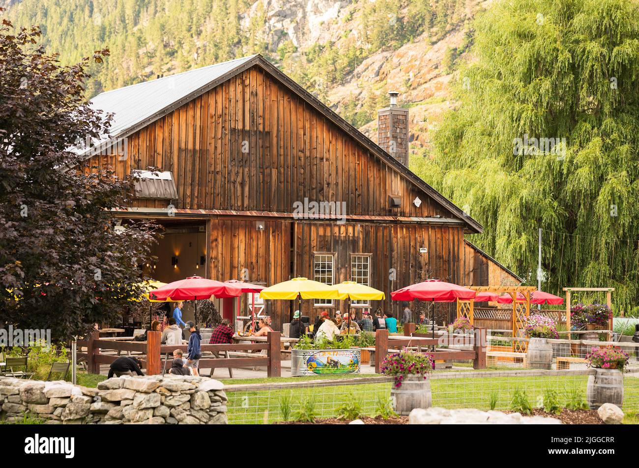 The Beer Farmers Bio Farm Based Brew Pub. Pemberton, BC, Kanada. Stockfoto
