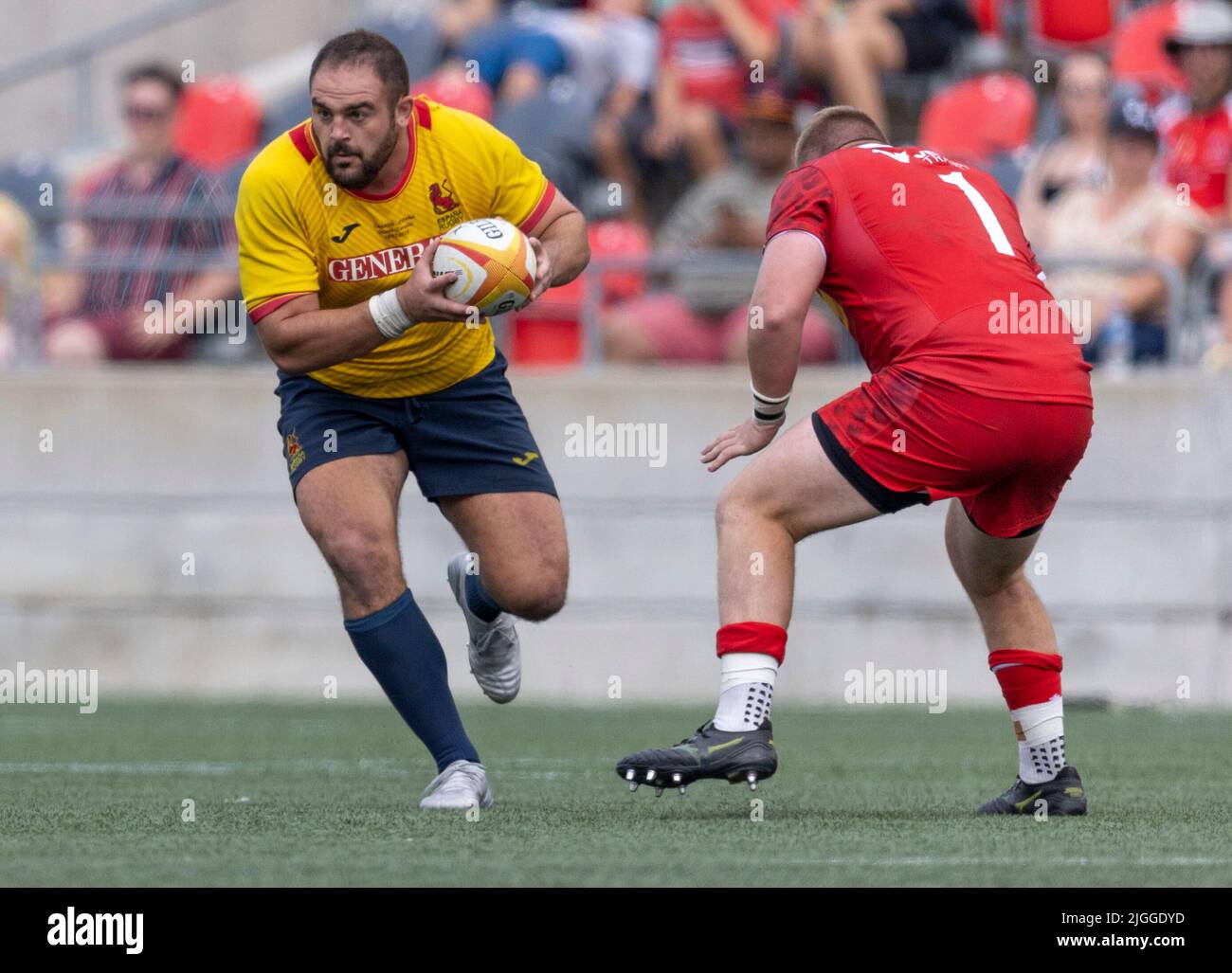 Ottawa, Kanada. 10. Juli 2022. In Spanien bei Canada Men’s World Rugby Spiel im TD Place Stadium in Ottawa, Kanada gespielt. Spanien gewann das Spiel 57-34.. Quelle: Sean Burges/Alamy Live News Stockfoto