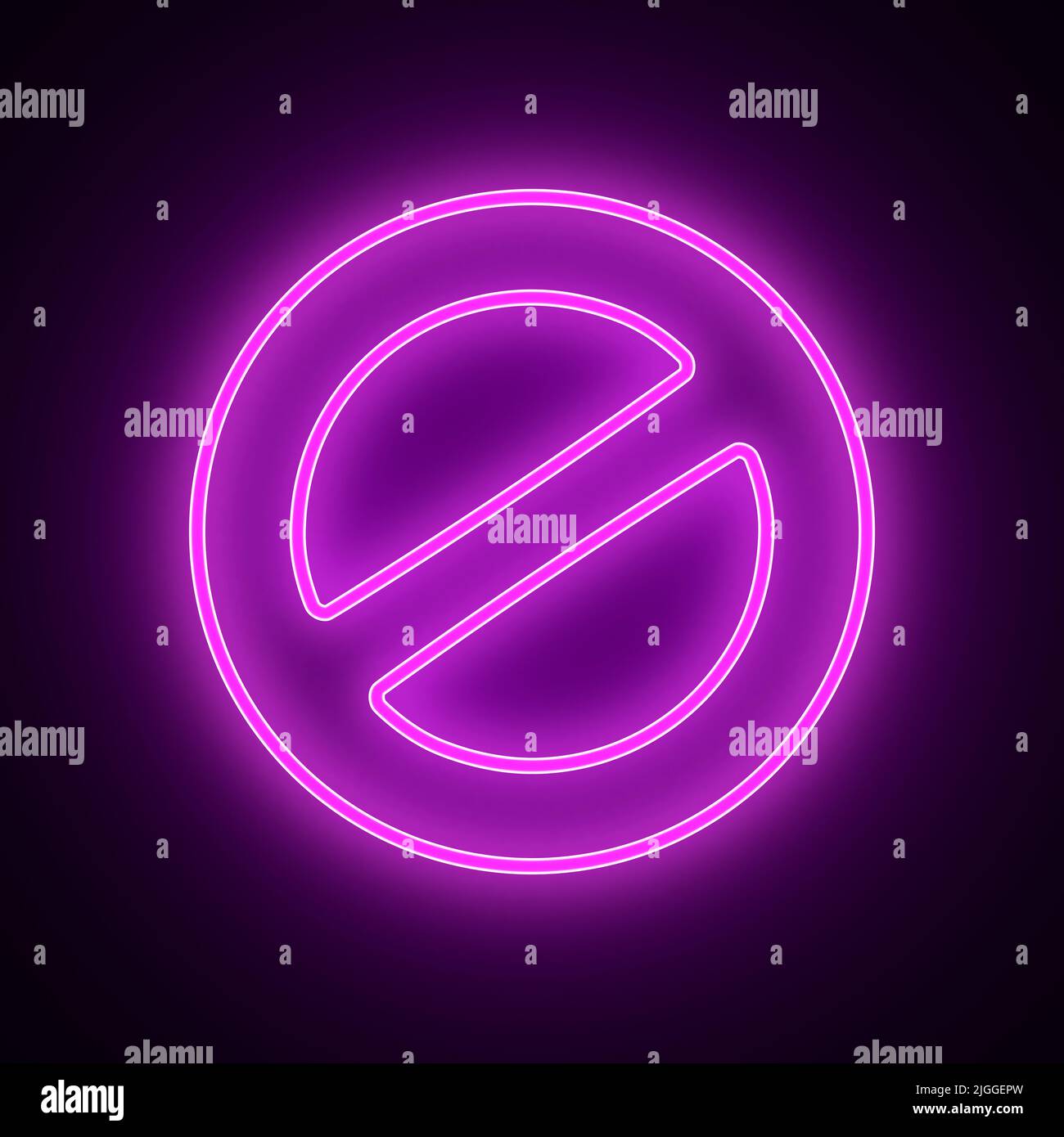 Lila Neon-Schild stoppen auf dunklem Hintergrund. 3D Abbildung Stockfoto