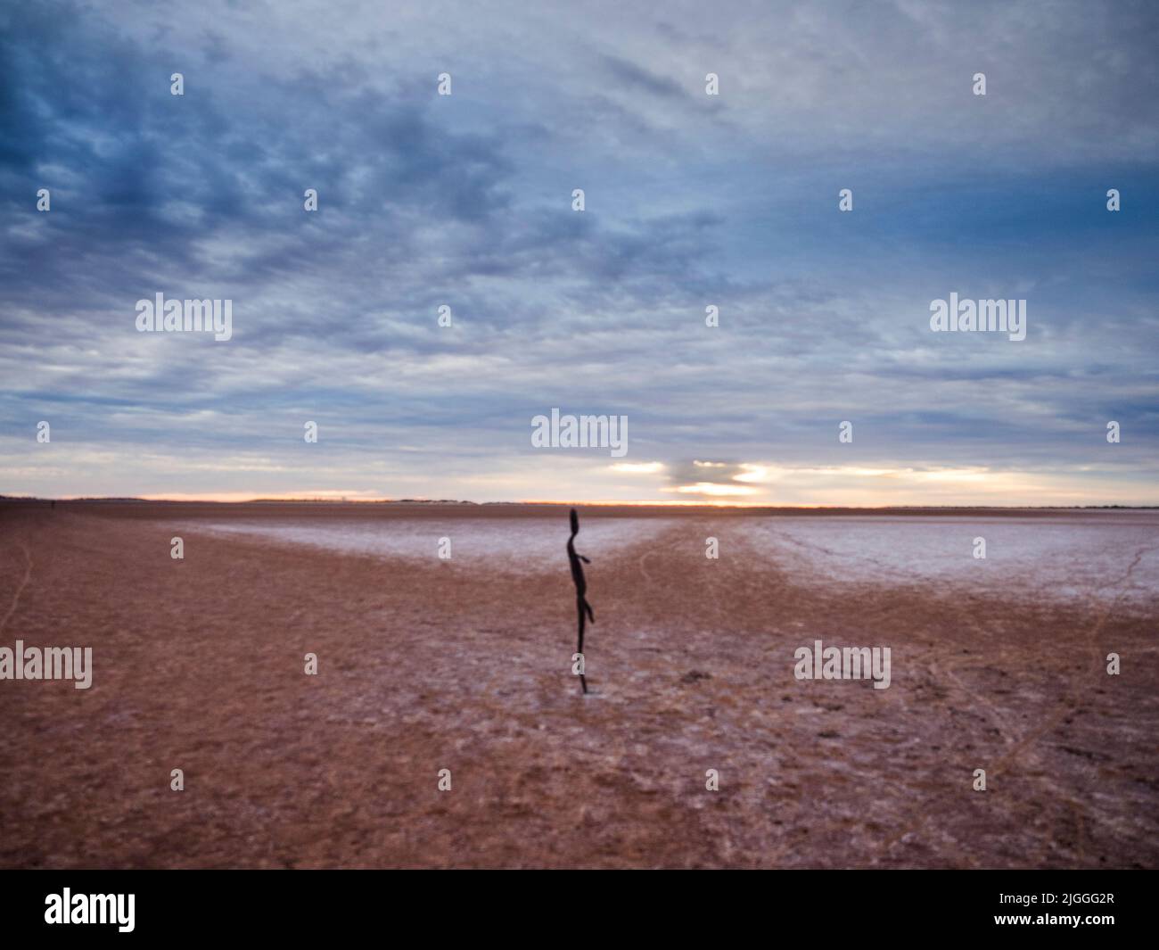 Einer der Lake Ballard. „Salt People“ - 51 Skulpturen aus Metalllegierungen von Sir Antony Gormley (mit dem Titel „Inside Australia“), die um einen trockenen Salzsee verstreut sind Stockfoto