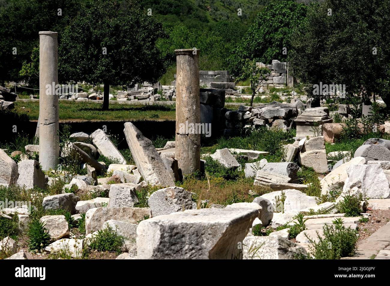 Teil des Handelsmarktes unter den Ruinen von Ephesus in der Türkei Stockfoto