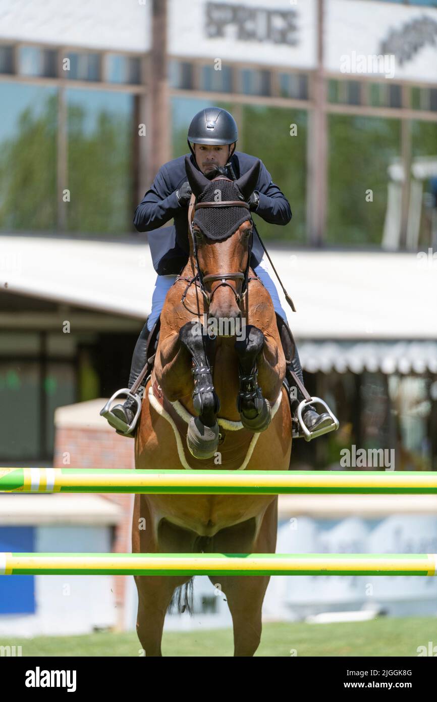 Calgary, Alberta, Kanada, 2022-07-09, Miguel Angel Torres Hernandez (MEX) mit Chacendra, Spruce Meadows International Showjumping, Queen Elizabet Stockfoto