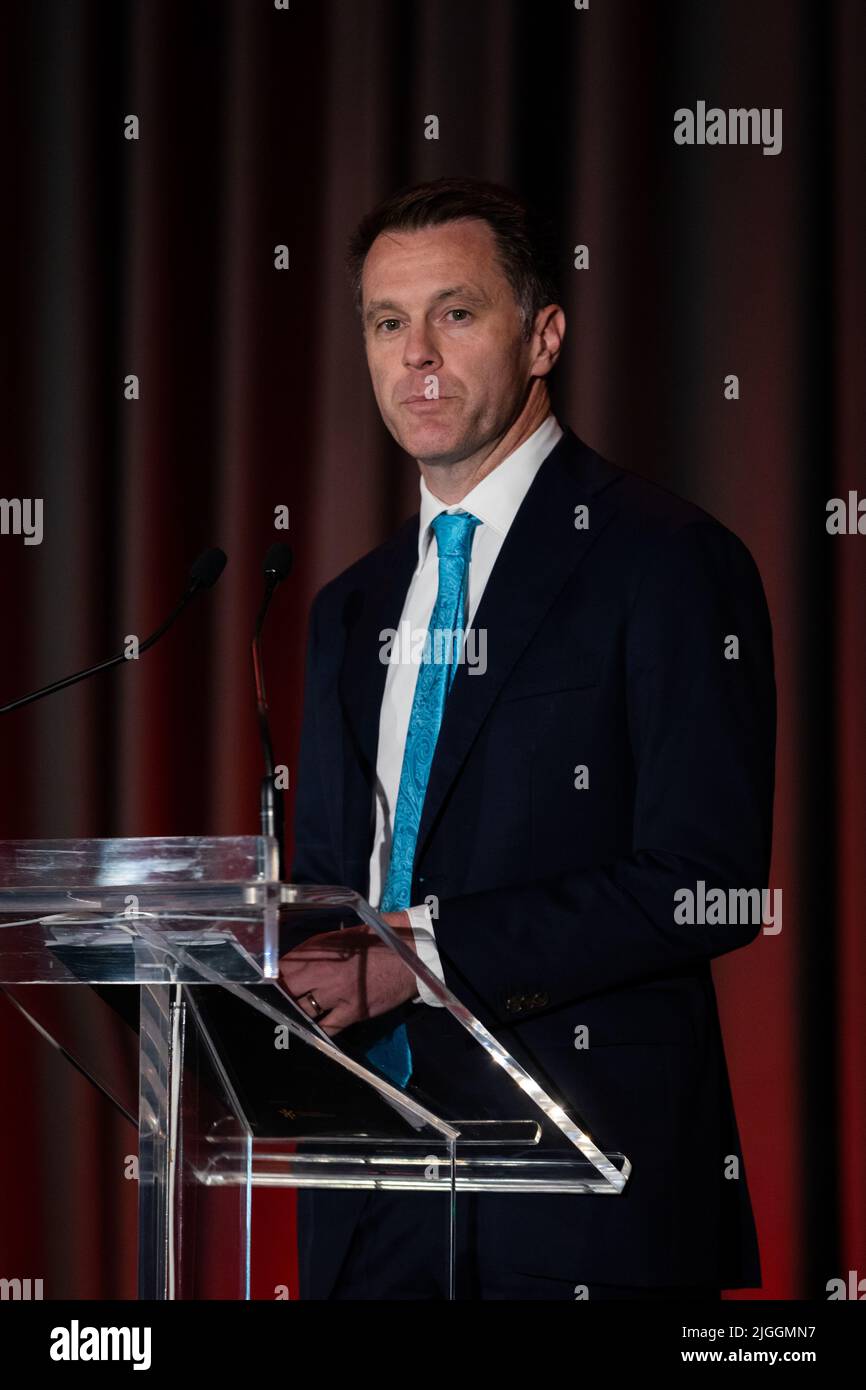 Chris Minns MP, spricht auf einer Veranstaltung in Sydney, NSW, 2022. Juni. Stockfoto