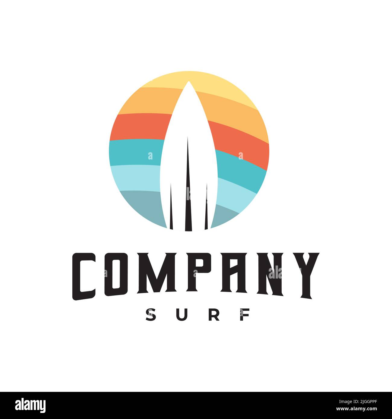 Surfboard Illustration Design Logo, Sommer, Design-Vorlage, Symbol Stock Vektor
