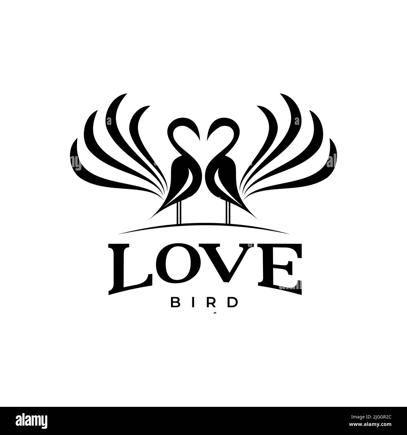 Logo-Design-Illustration von zwei Vögeln, die sich gegenüberstehen Stock Vektor
