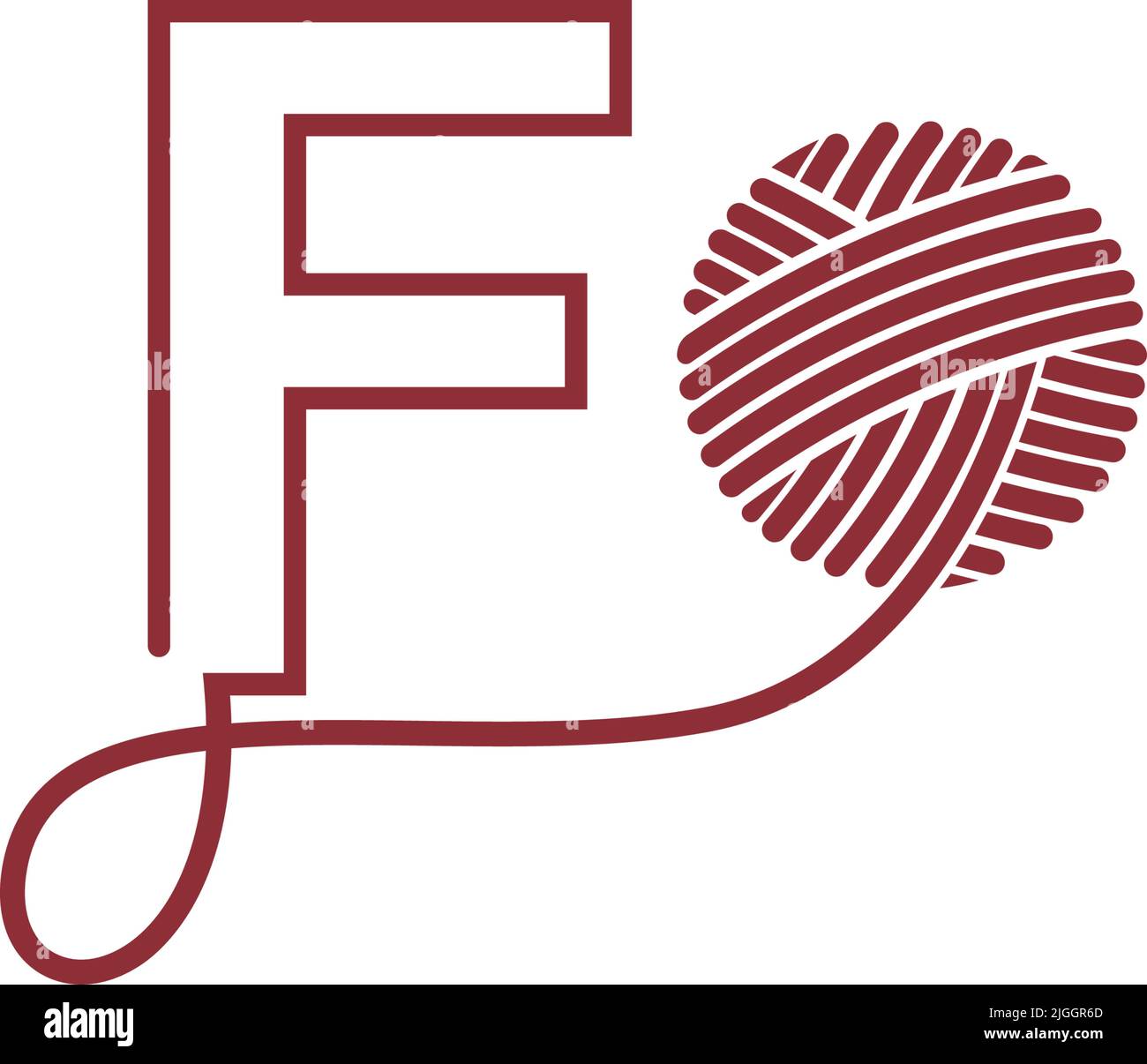 Buchstabe F und Skein von Garn Symbol Design Illustration Vektor Stock Vektor