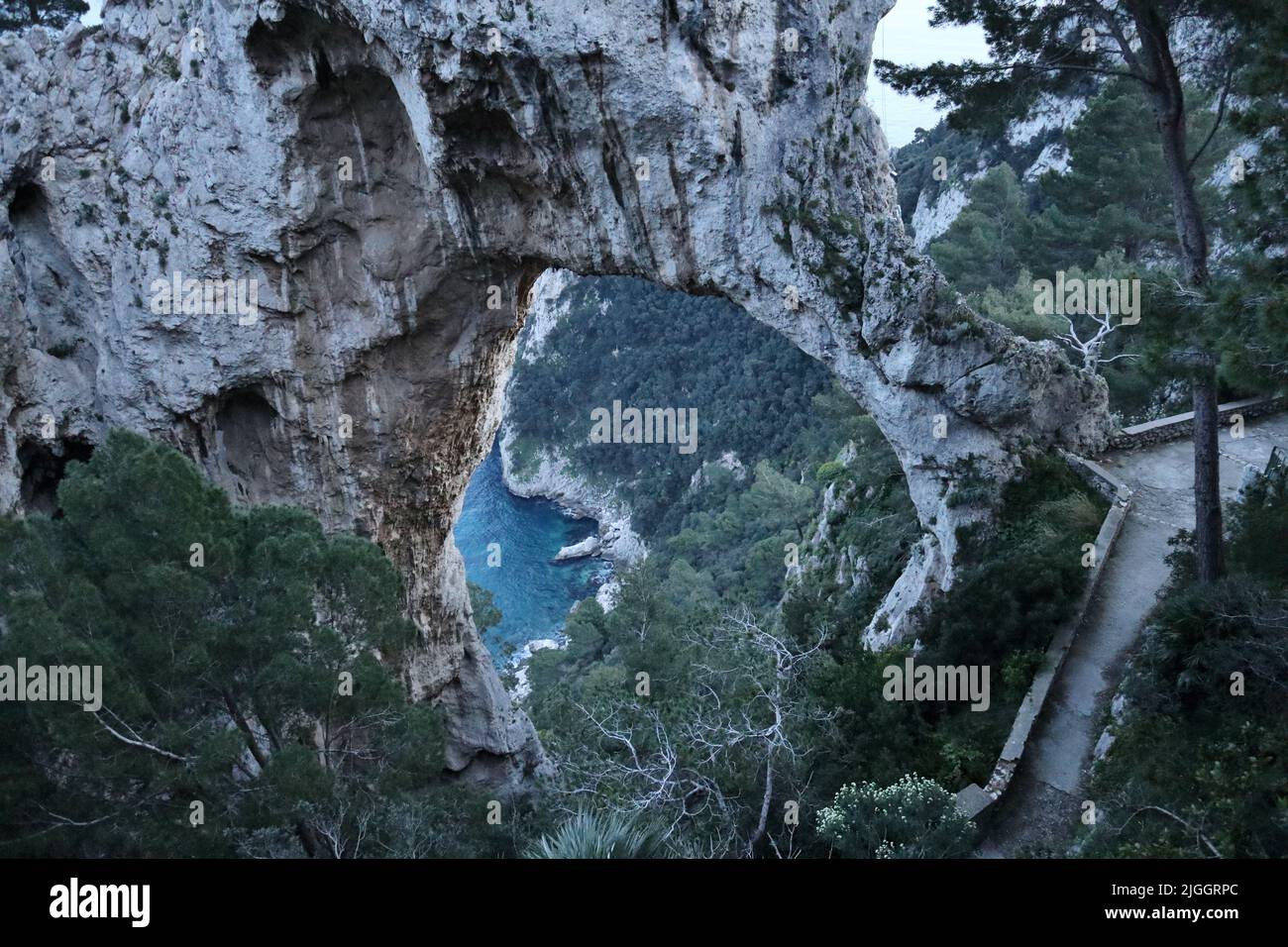 Capri - Arco Naturale al Tramonto dal belvedere superiore Stockfoto