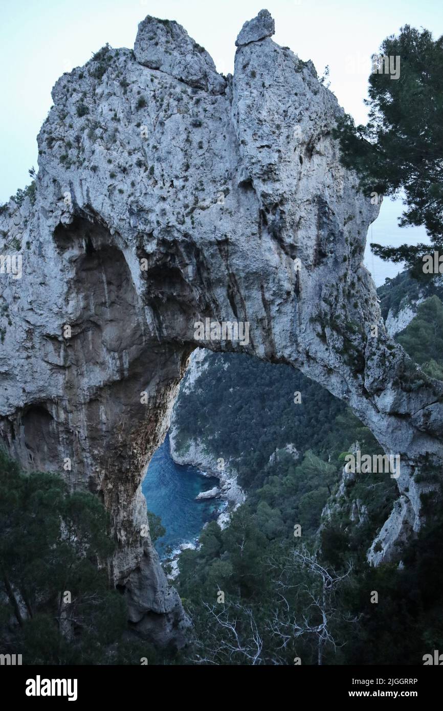 Capri - Arco Naturale al Tramonto Stockfoto