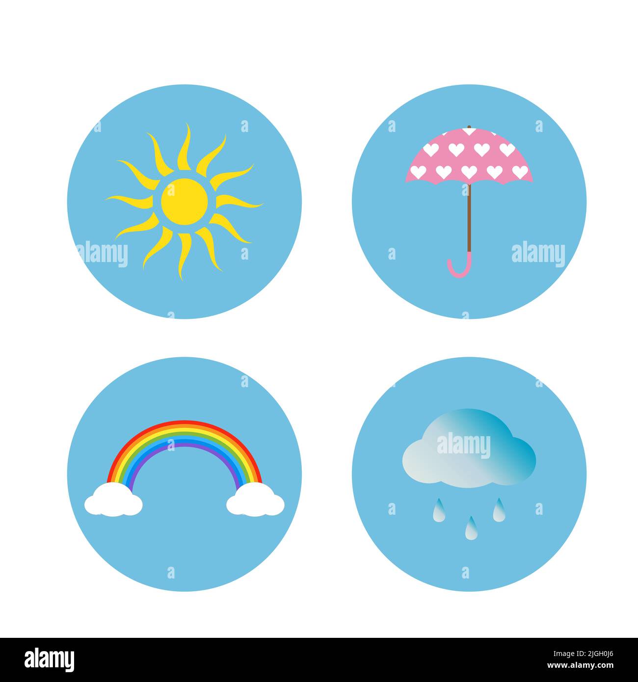 Vektor Wetter Symbole Cartoon isoliert auf weißem Hintergrund Stock Vektor