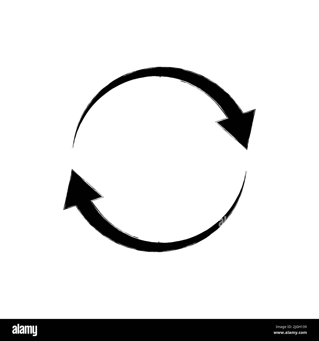 Kreisförmiges Pfeilzeichen Vektorsymbol auf weißem Hintergrund isoliert Stock Vektor