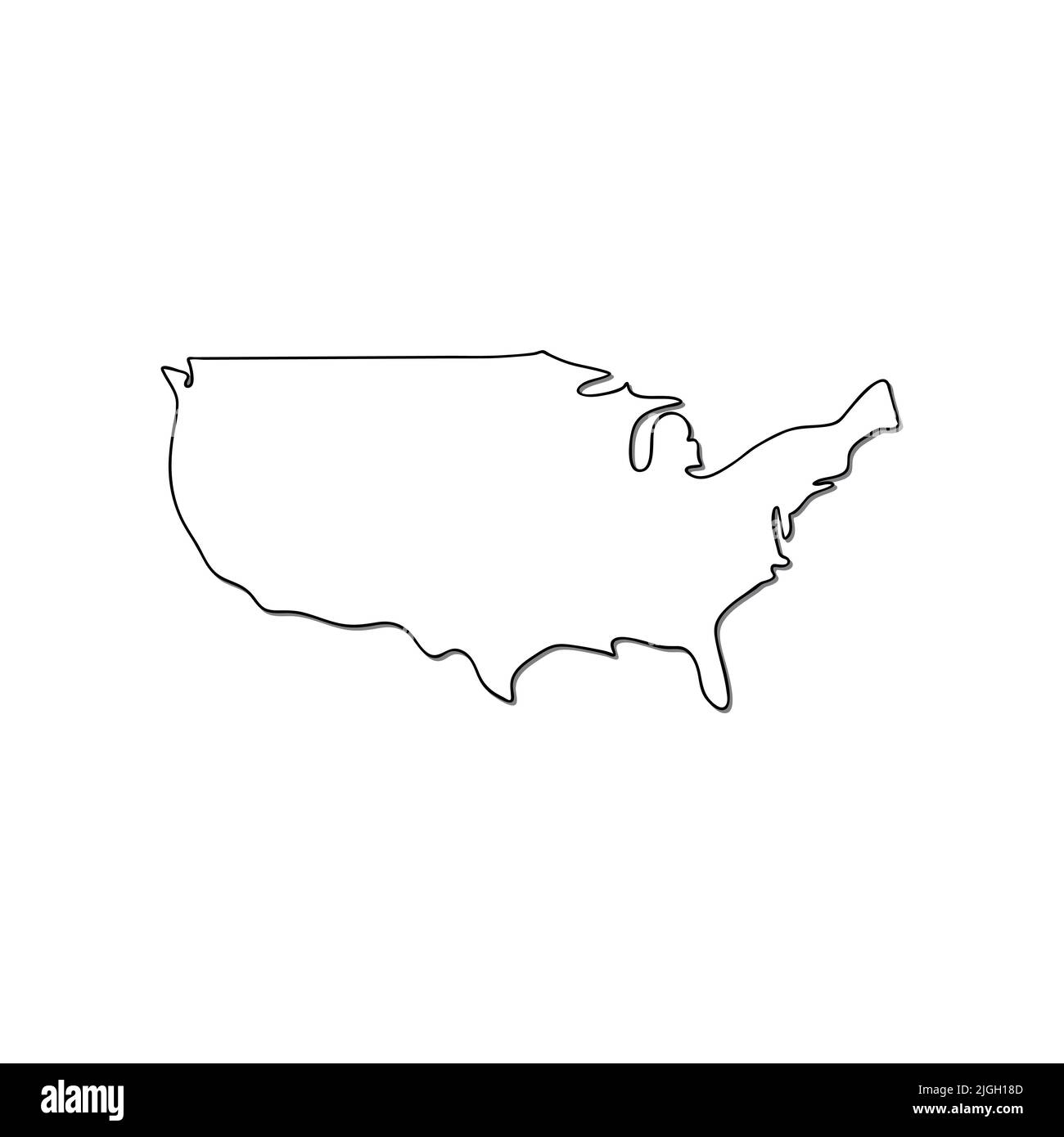 Karte des Vektorsymbols der USA auf weißem Hintergrund isoliert Stock Vektor