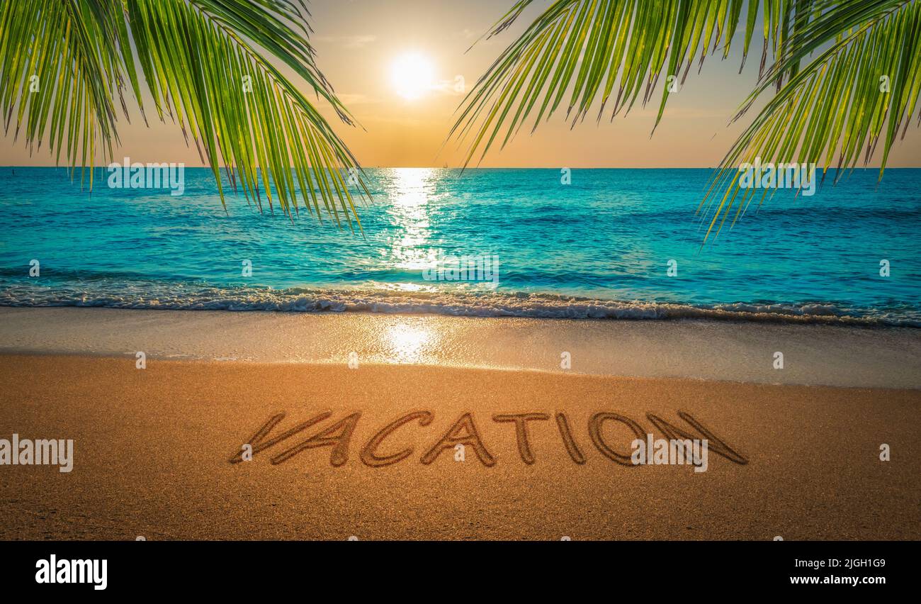 Sommerurlaub am Strand Konzept. Stockfoto