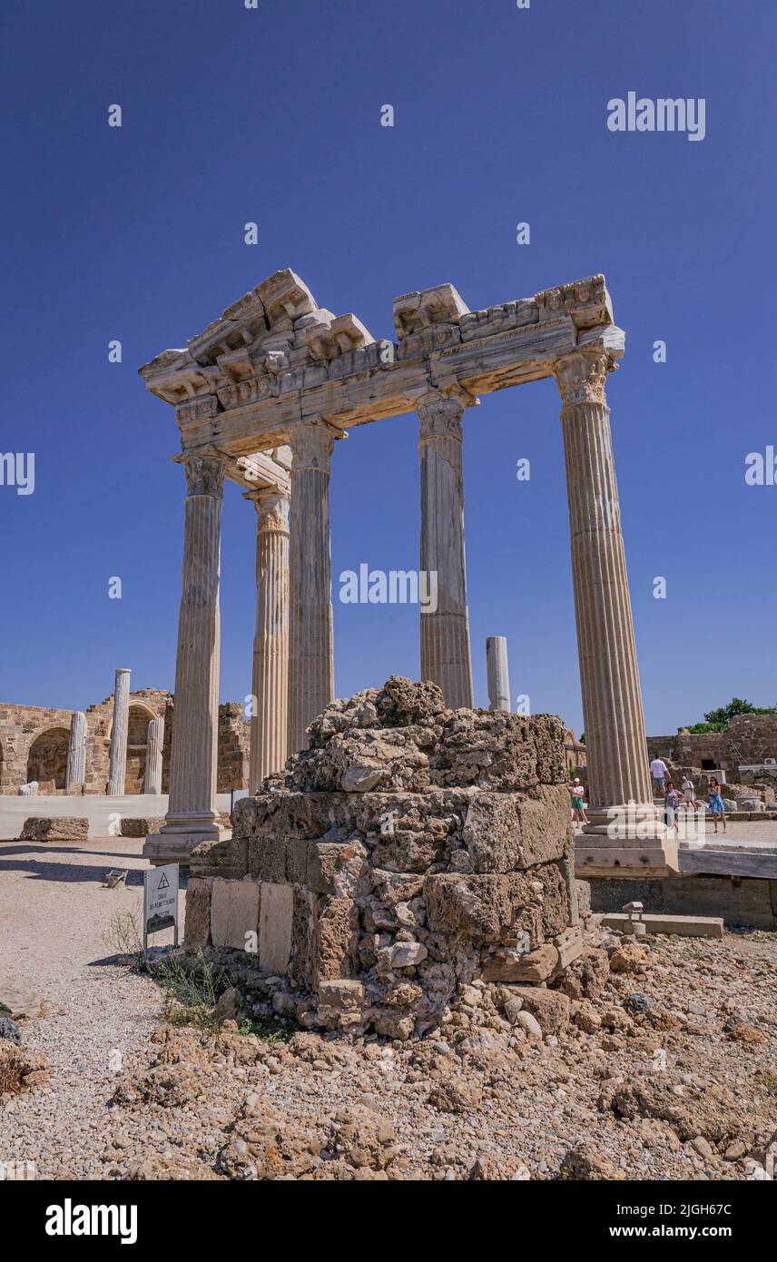 Säulen des Apollon-Tempels in Side, Türkei Stockfoto