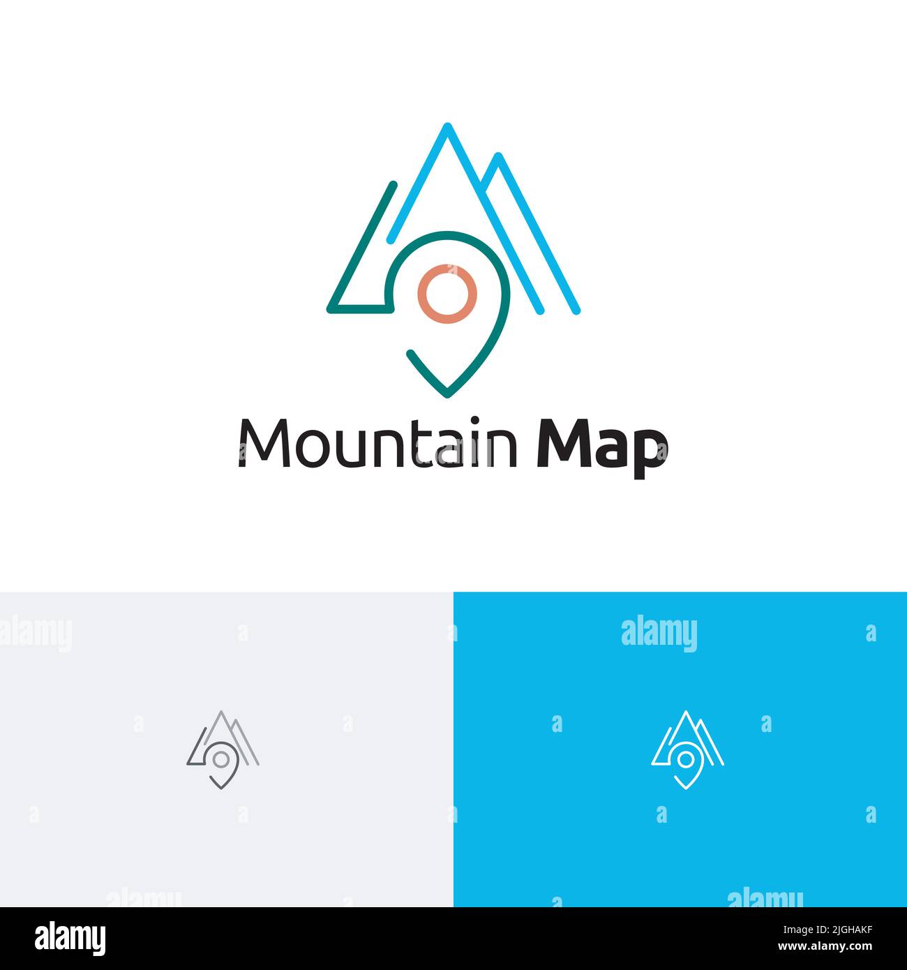 Bergkarte Lage Natur Entdecken Abenteuer Simple Line Logo Stock Vektor