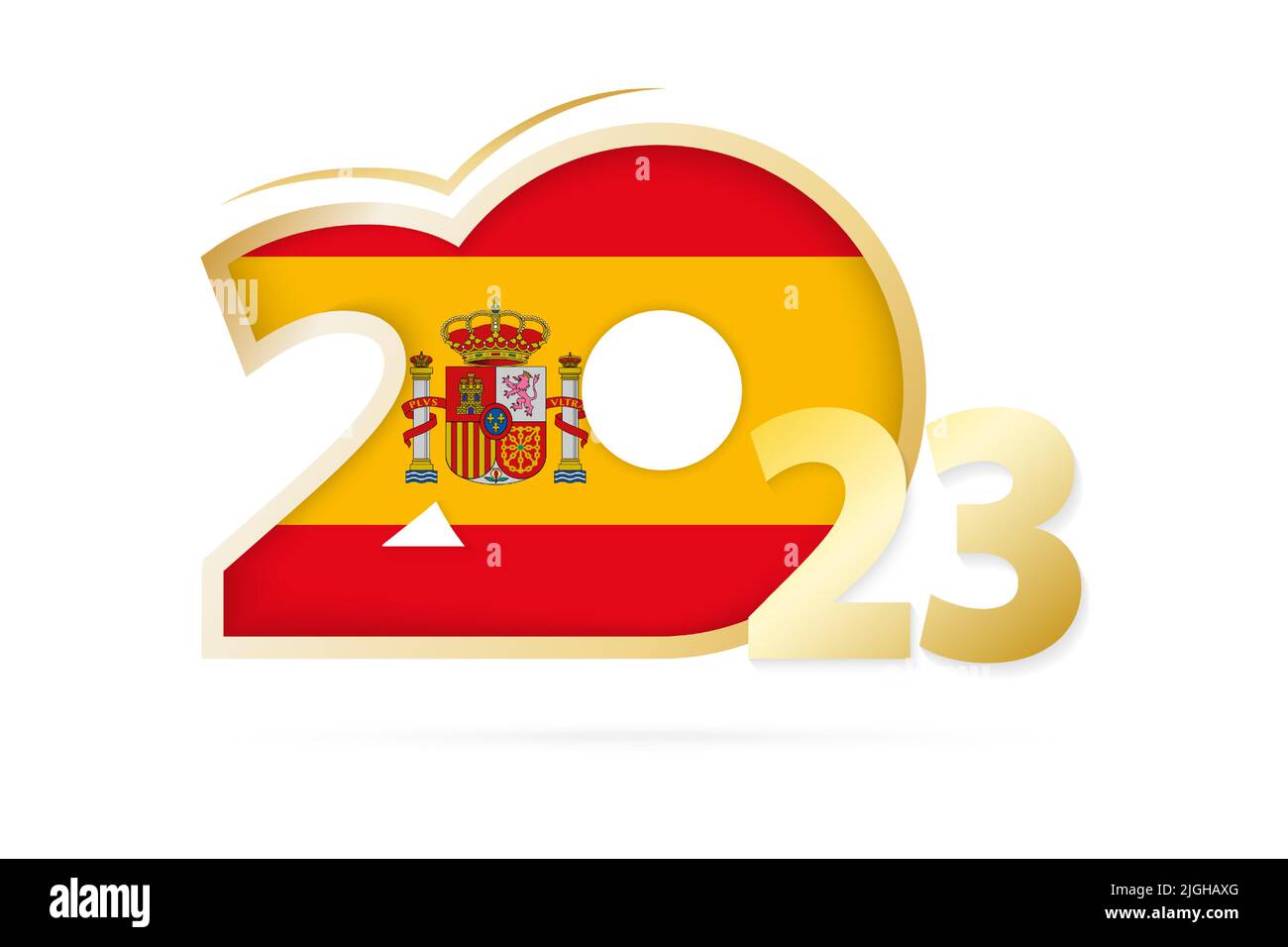 Jahr 2023 mit Spanien Flagge Muster. Vektorgrafik. Stock Vektor