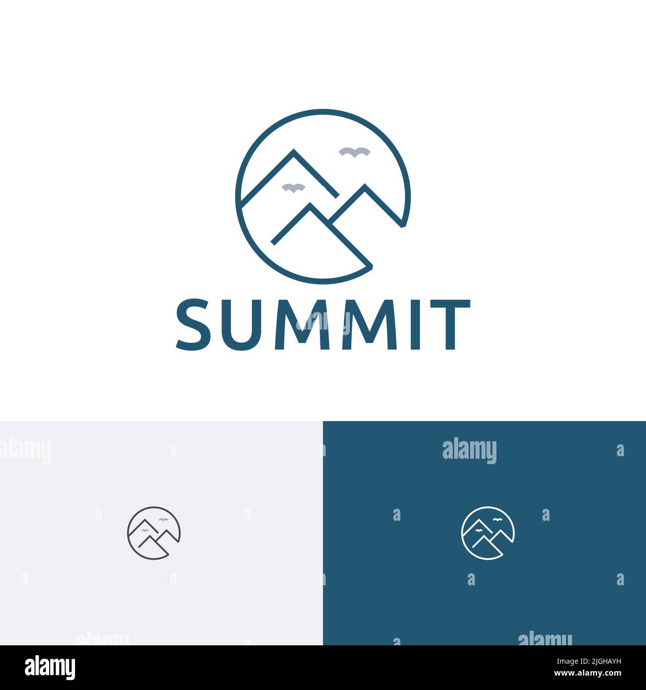Circle Summit Mountain Nature Simple Monoline Logo Stock Vektor