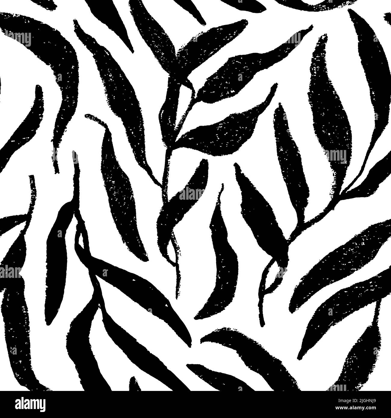 Nahtloses olivfarbenes Ast-Muster mit langen Blättern. Stock Vektor