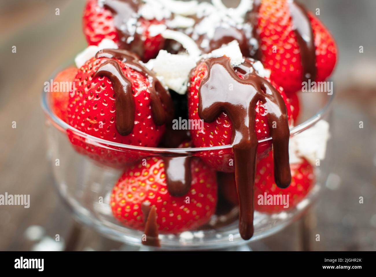 Erdbeere mit Schokolade hausgemachtes Dessert Stockfoto