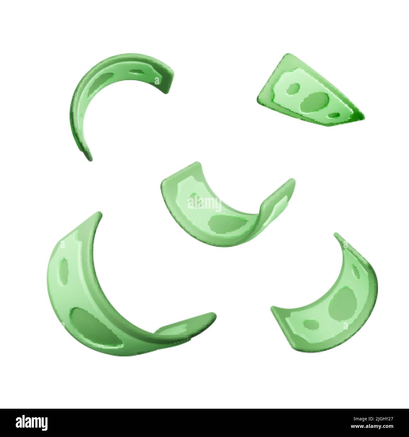 Satz von verdrehten grünen Papier Währung. Papiergeld im realistischen 3D-Stil. Verdrehter Dollarschein. Vektorgrafik Stock Vektor