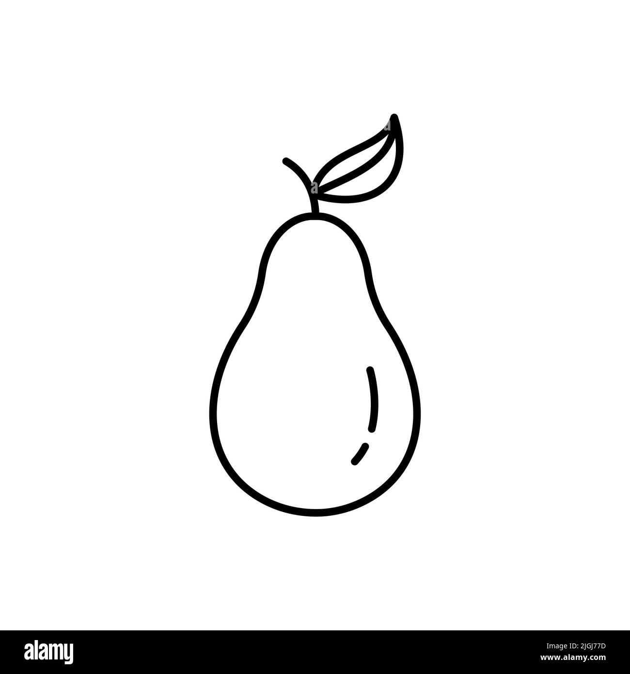 Vektor-Symbol für frische Birne. EPS 10. Illustration für Sommerfrüchte. Vegetarische Speisekarte. Vegan, gesundes Essen. Kann für Themen wie Frische, Stockfoto