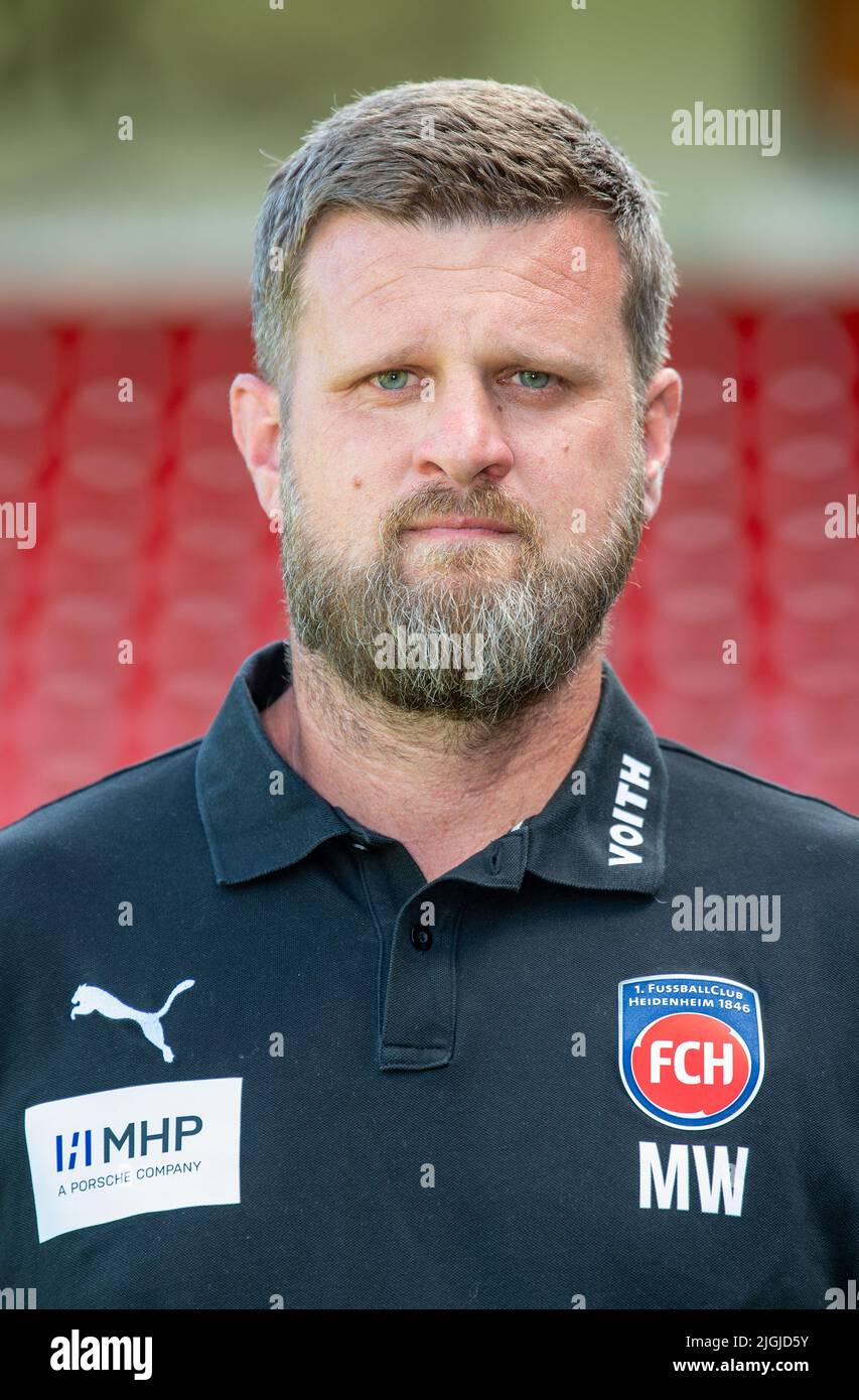 08. Juli 2022, Baden-Württemberg, Heidenheim: Fußball, 2. Bundesliga, Fotosession für die Saison 2022/23 in der Voith Arena, Physiotherapeut Marc Weiss. Foto: Stefan Puchner/dpa Stockfoto