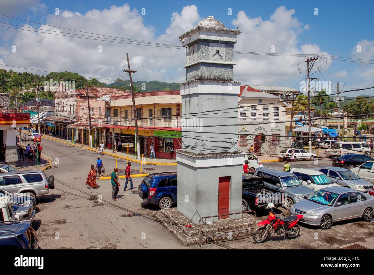 Jamaika, Zentrum von Port Antonio. Stockfoto