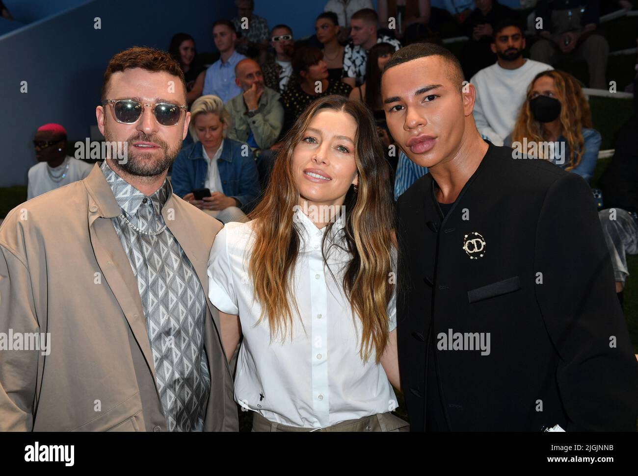 David Beckham, Cruz Beckham, Jessica Biel, Justin Timberlake, Russell Westbrook nehmen an der Dior Homme Menswear Spring Summer 2023 Teil Stockfoto