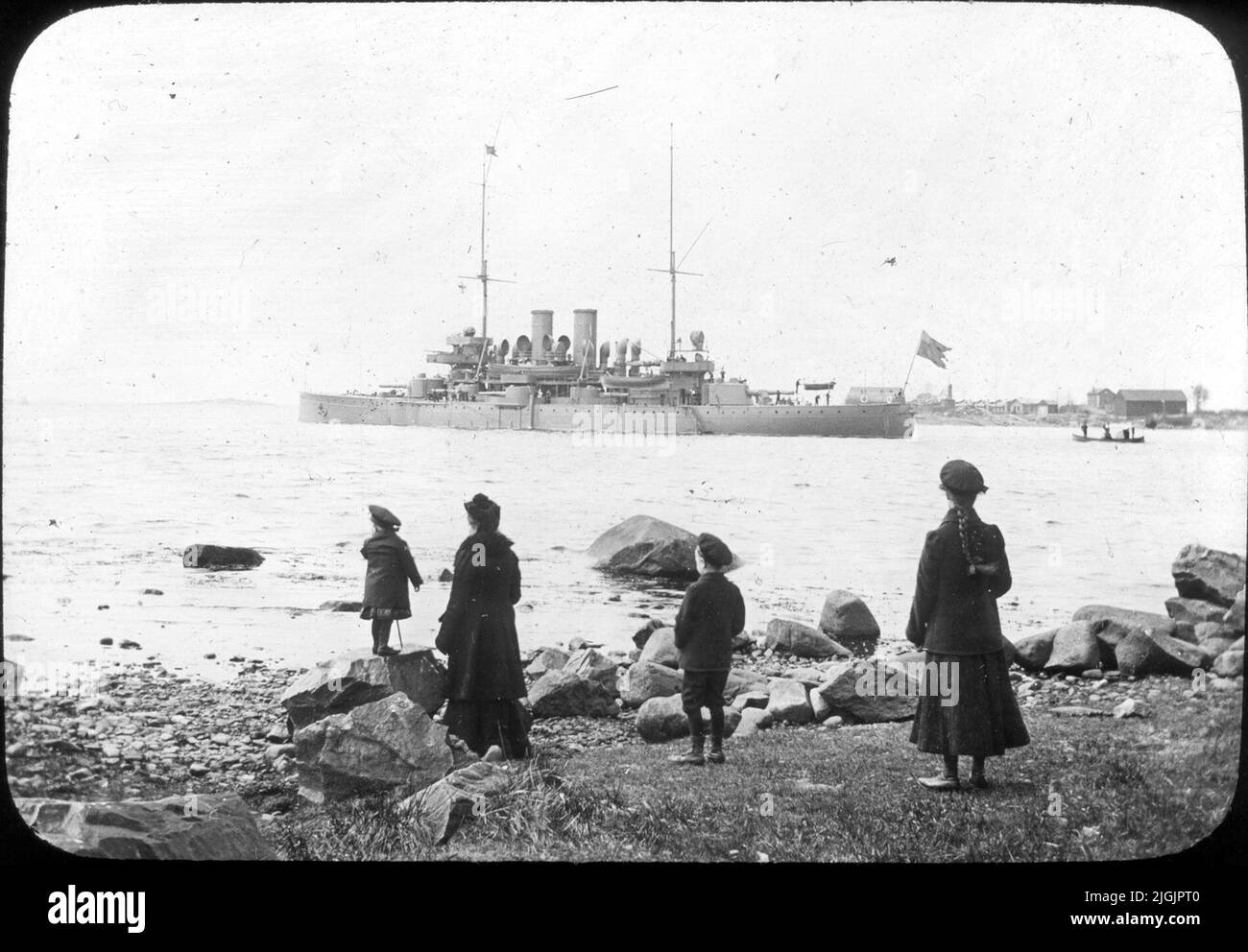 Pansarskepp Armored Schiff bei der Rettung vor dem Kriegsstützpunkt in Karlskrona. Fotografiert von Stumholmen. Stockfoto