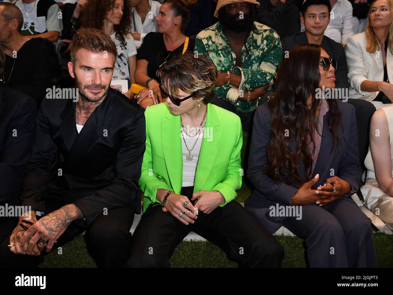 David Beckham, Cruz Beckham, Jessica Biel, Justin Timberlake, Russell Westbrook nehmen an der Dior Homme Menswear Spring Summer 2023 Teil Stockfoto