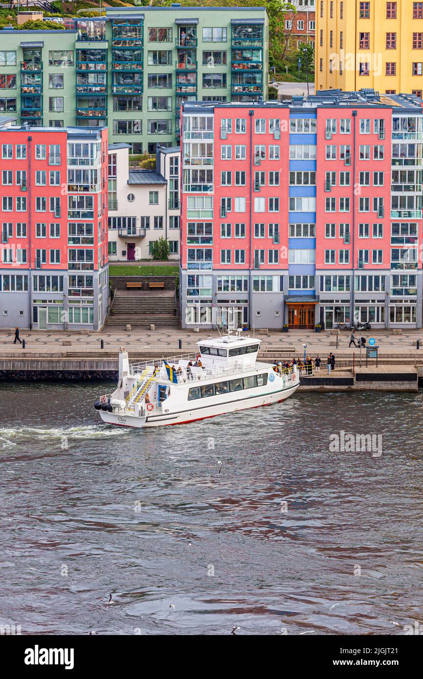 Die Fähre 'Clara' in Danviken, Henriksdal im Stockholmer Archipel, Schweden Stockfoto
